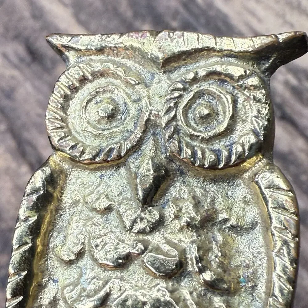 Vintage Solid Brass Owl Figural Bottle Opener Barware 4